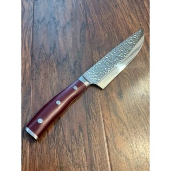 Forged In Fire 8" Chef Knife With Hammered Blade & Wooden Handle Professional - Picture 5 of 6
